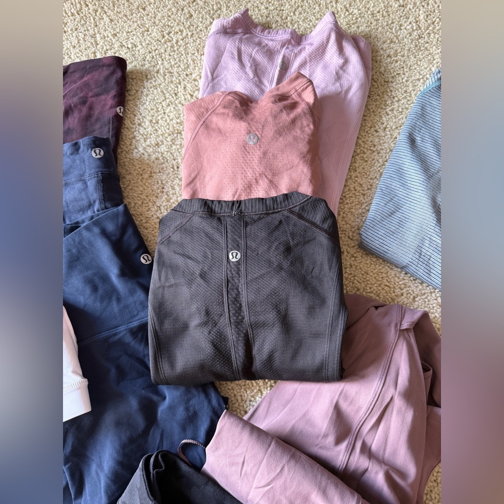 HUGE Lululemon Bundle Lot 20+ Pieces Leggings Bras Swiftly Tops Shorts Dress Hat - Picture 2 of 10